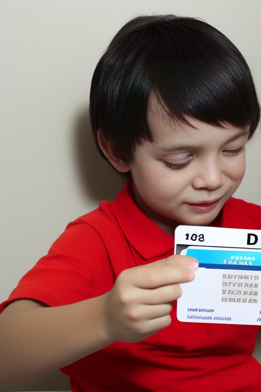 A boy playing with I'd card 
